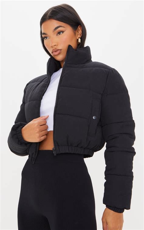 cropped puffer jacket with drawstring.